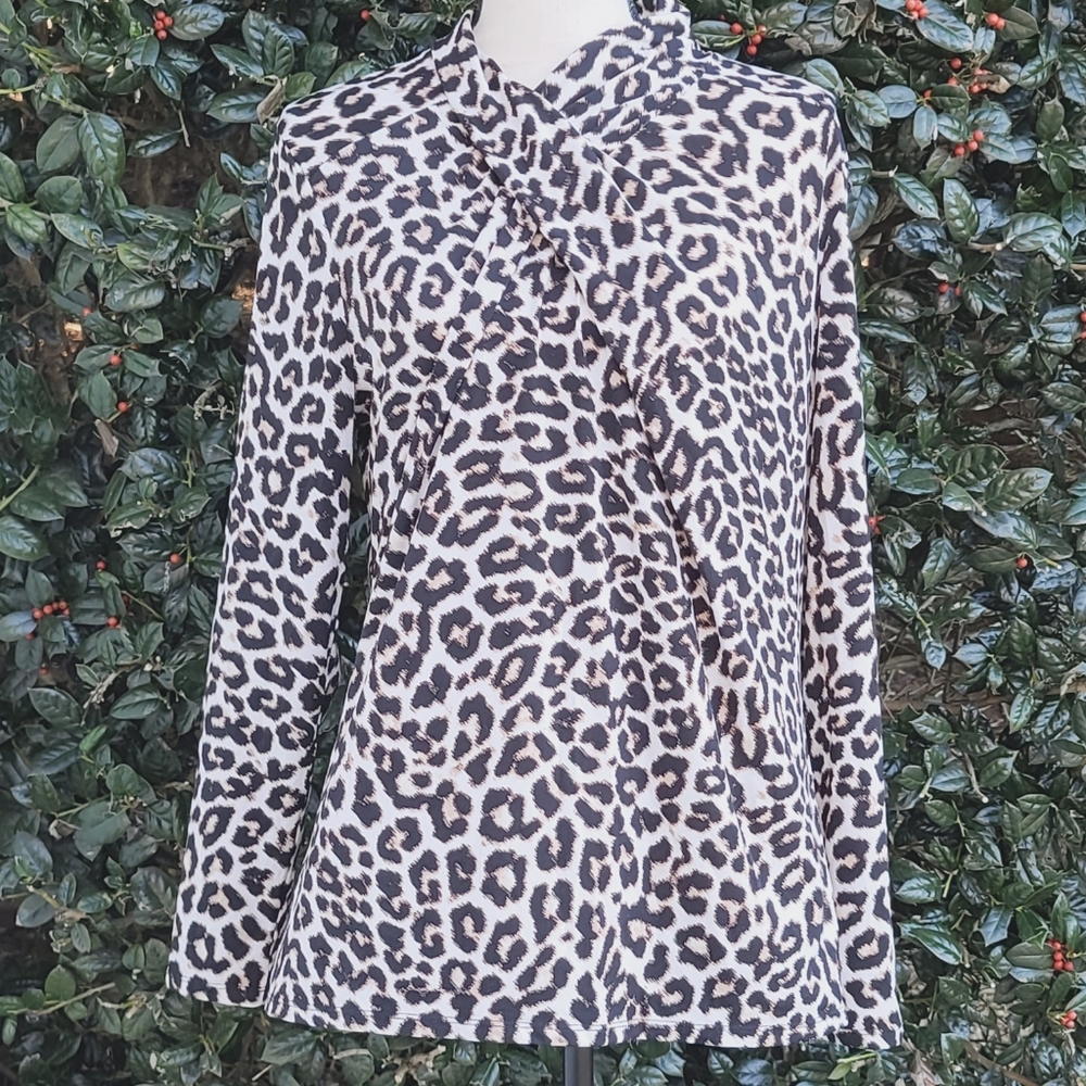 *HOLIDAY SALE*  Leopard faux wrap neck top